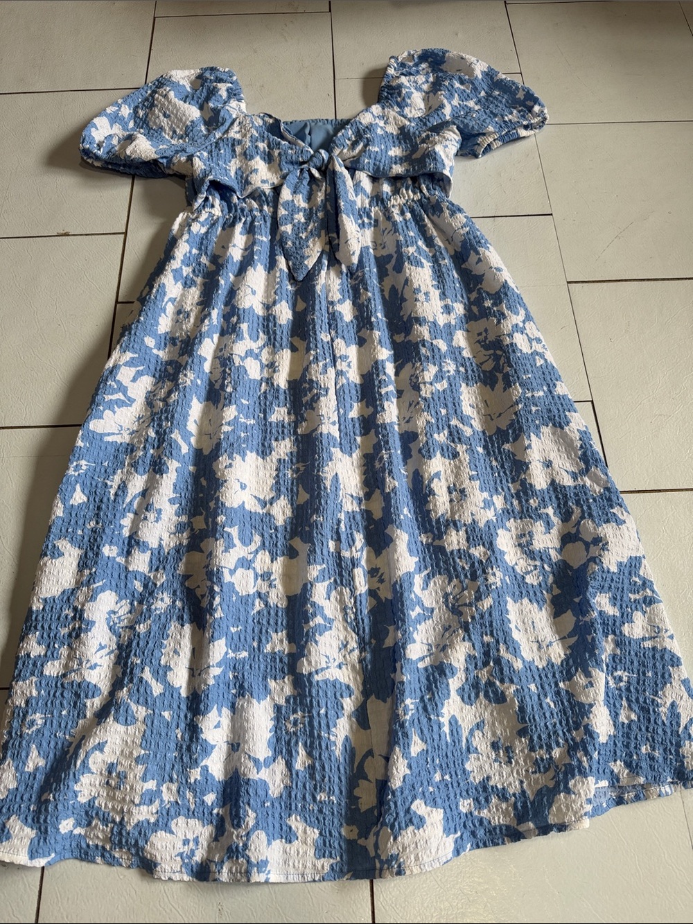 Time and Tru Blue and White Floral Tie-Front Maxi Dress CAJA # 1 F